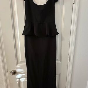 Women’s Long Elegant Black Peplum Dress Sz XL fits L best